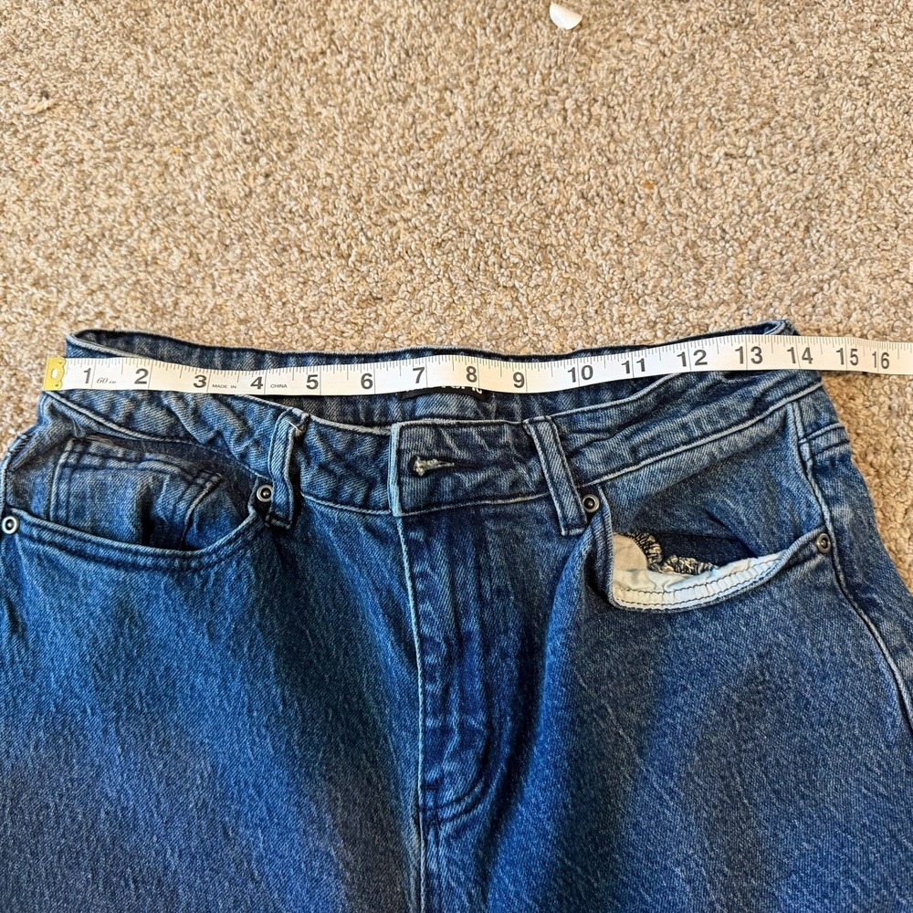 Hot Topic Women's SZ 9 Star Patch Wide Leg Jeans Blue Denim Distressed High Rise - Picture 4 of 6